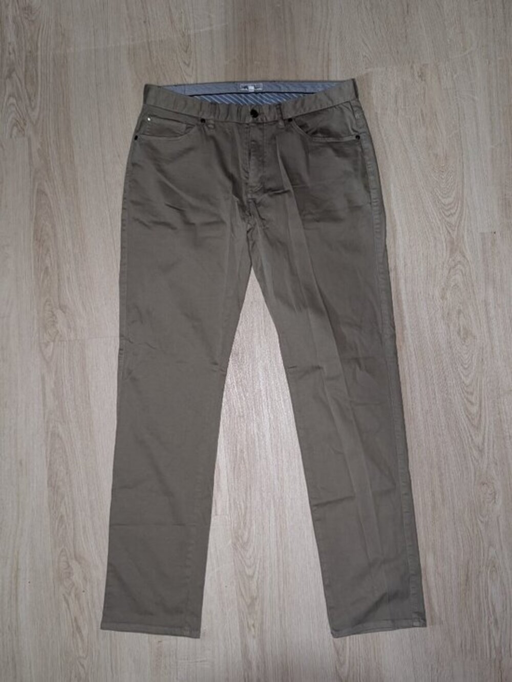 Peter Millar Crown Ultimate Sateen 5-Pocket Straight Chino Khaki Pants Sz 34